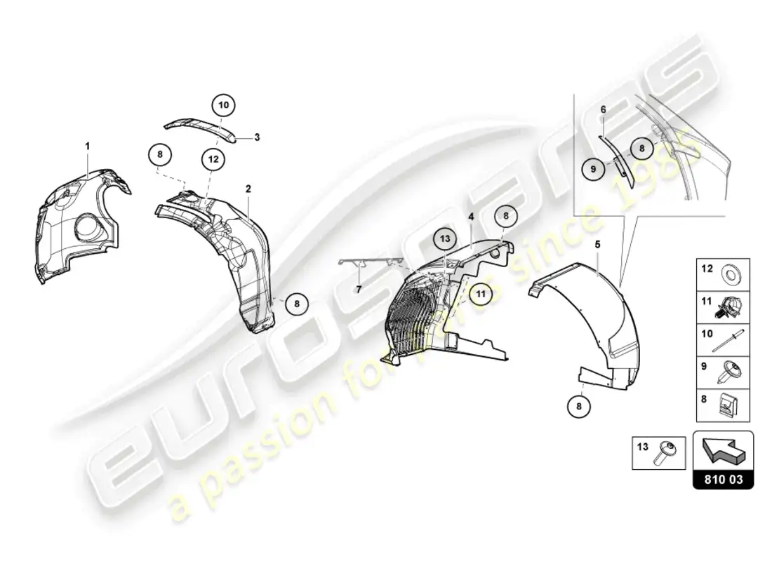 lamborghini sian roadster (2021) guarnecido de la carcasa de la rueda diagrama de piezas