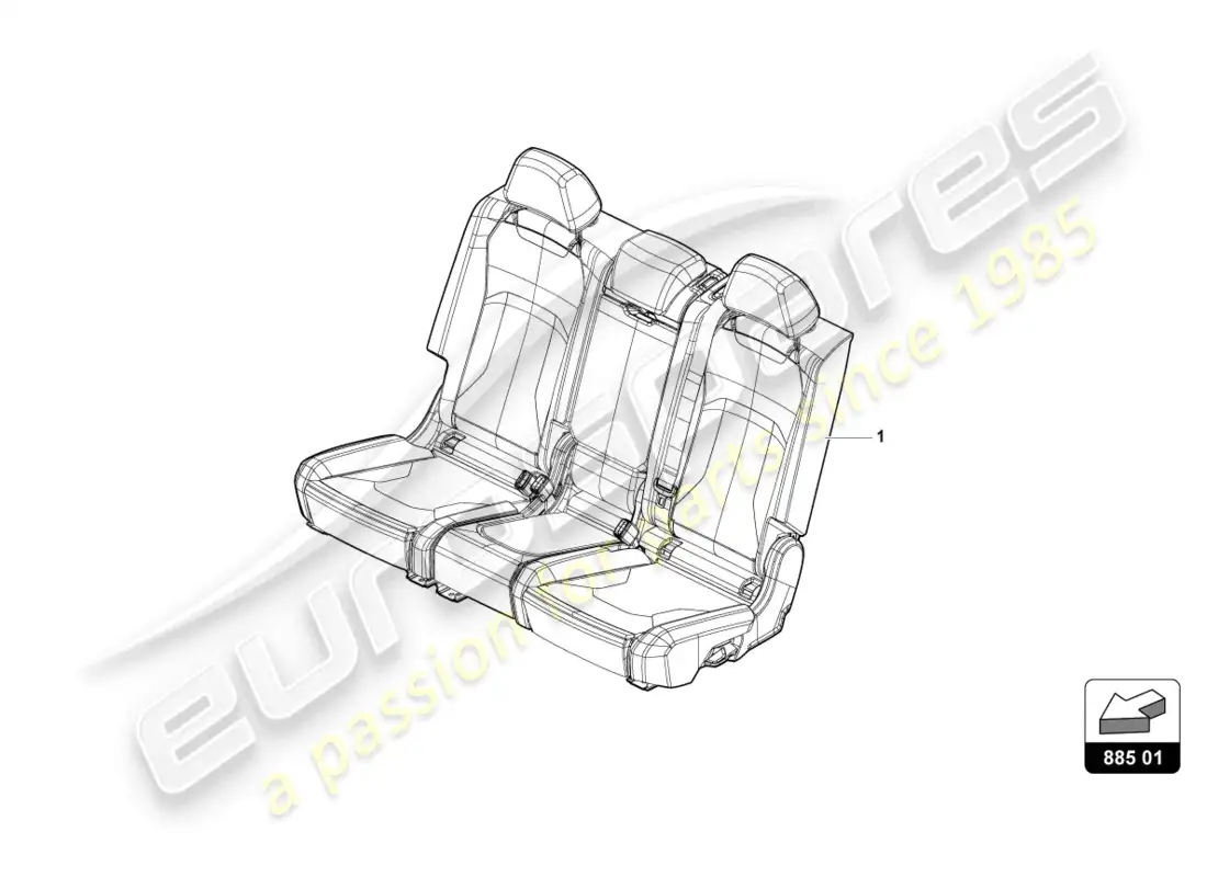 lamborghini urus (2020) banco con respaldo y reposacabezas diagrama de piezas
