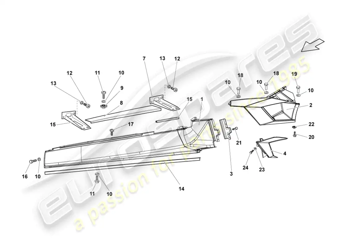 lamborghini reventon miembro lateral izquierdo diagrama de piezas