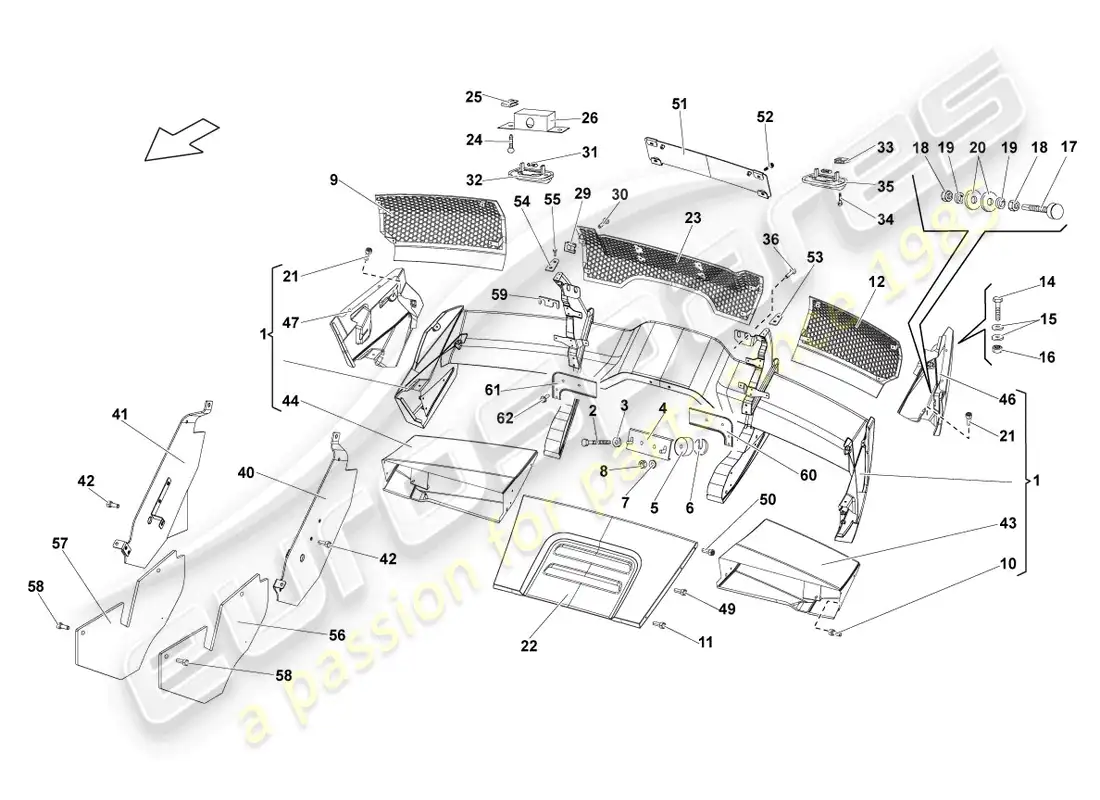 lamborghini lp670-4 sv (2010) parachoques trasero diagrama de piezas