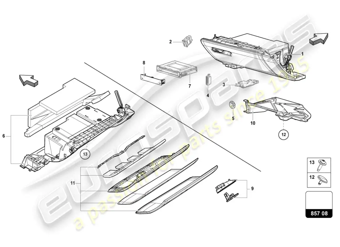 lamborghini urus (2021) guantera diagrama de piezas