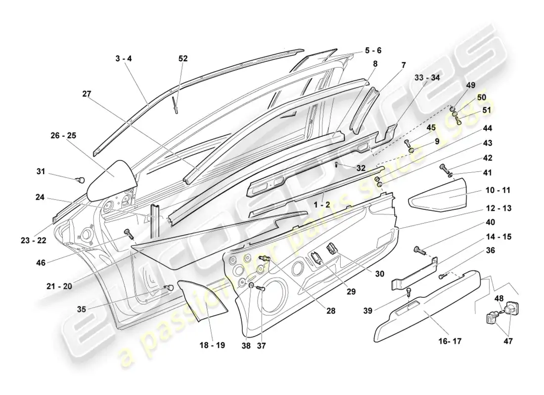 lamborghini reventon guía de ventana diagrama de piezas