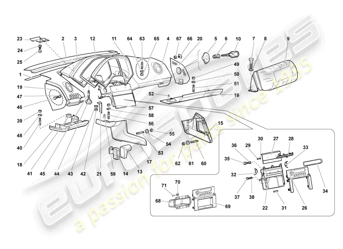 lamborghini lp640 coupe (2008) panel diagrama de piezas