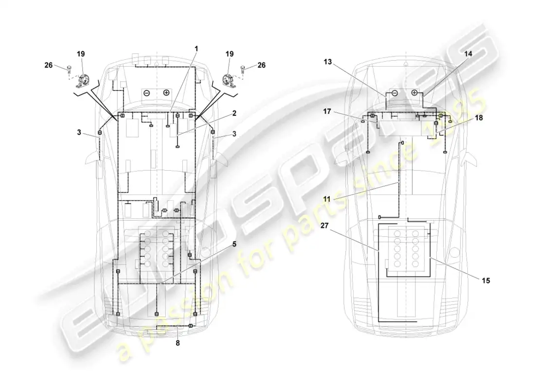 lamborghini lp550-2 spyder (2012) telares de cableado diagrama de piezas