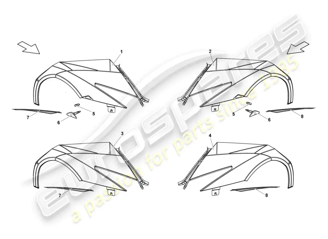 lamborghini reventon roadster ala delantera diagrama de piezas