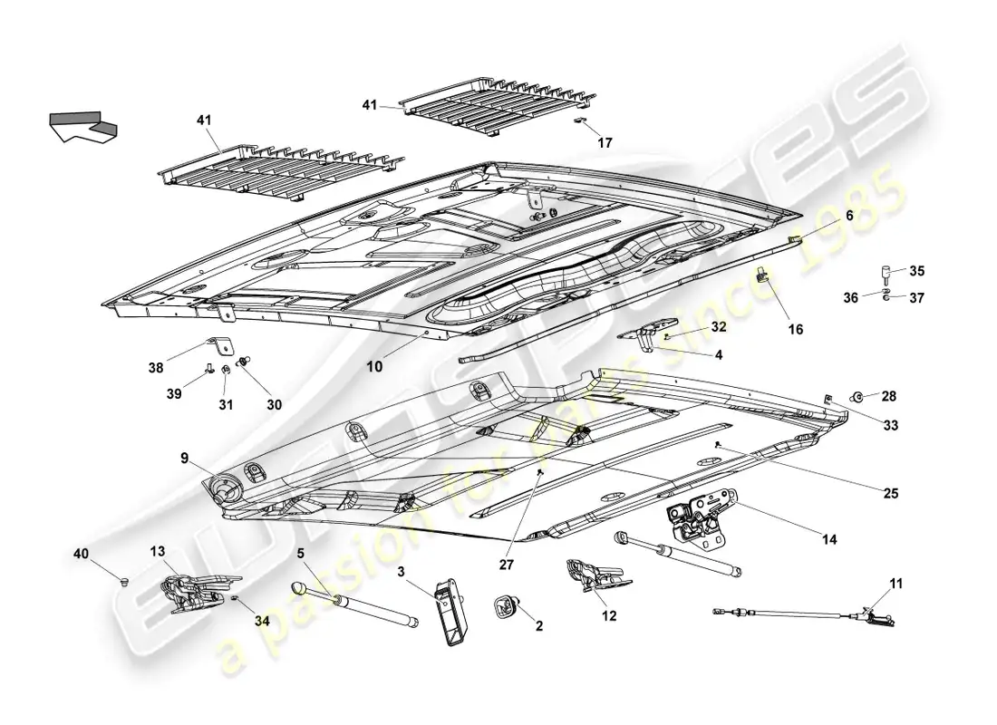 lamborghini gallardo coupe (2006) rear lid diagrama de piezas