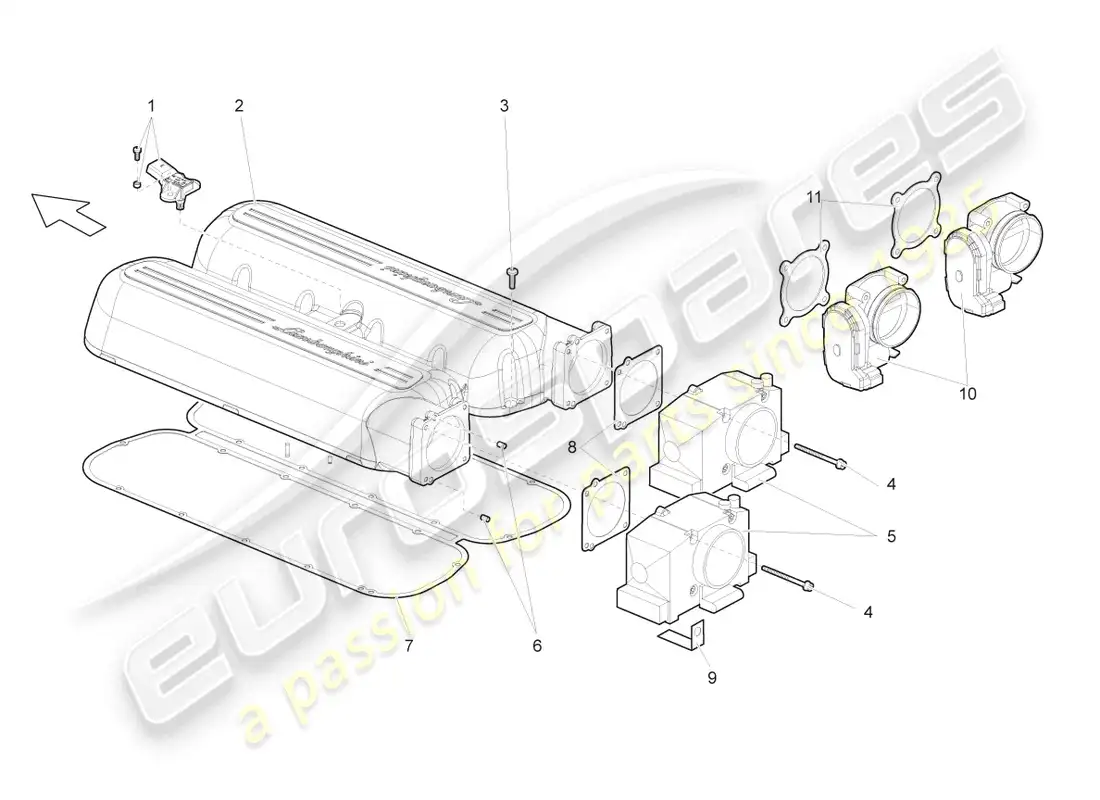 lamborghini gallardo coupe (2005) colector de admisión diagrama de piezas