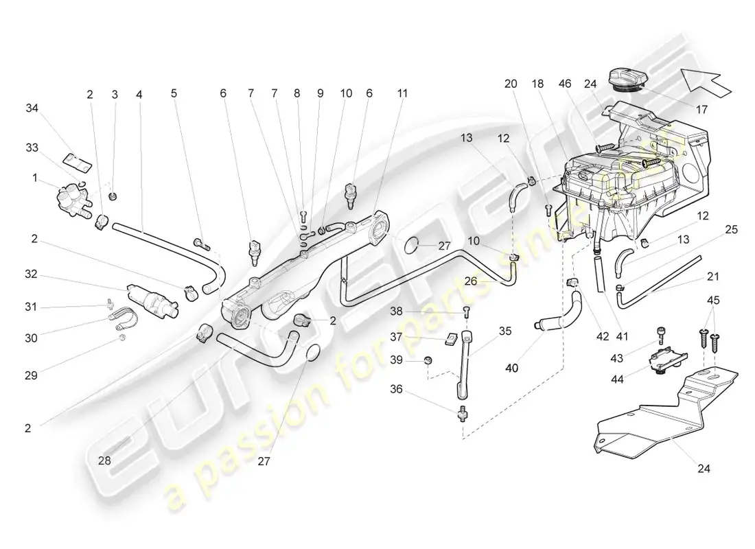 lamborghini lp550-2 coupe (2012) bomba de refrigerante adicional diagrama de piezas