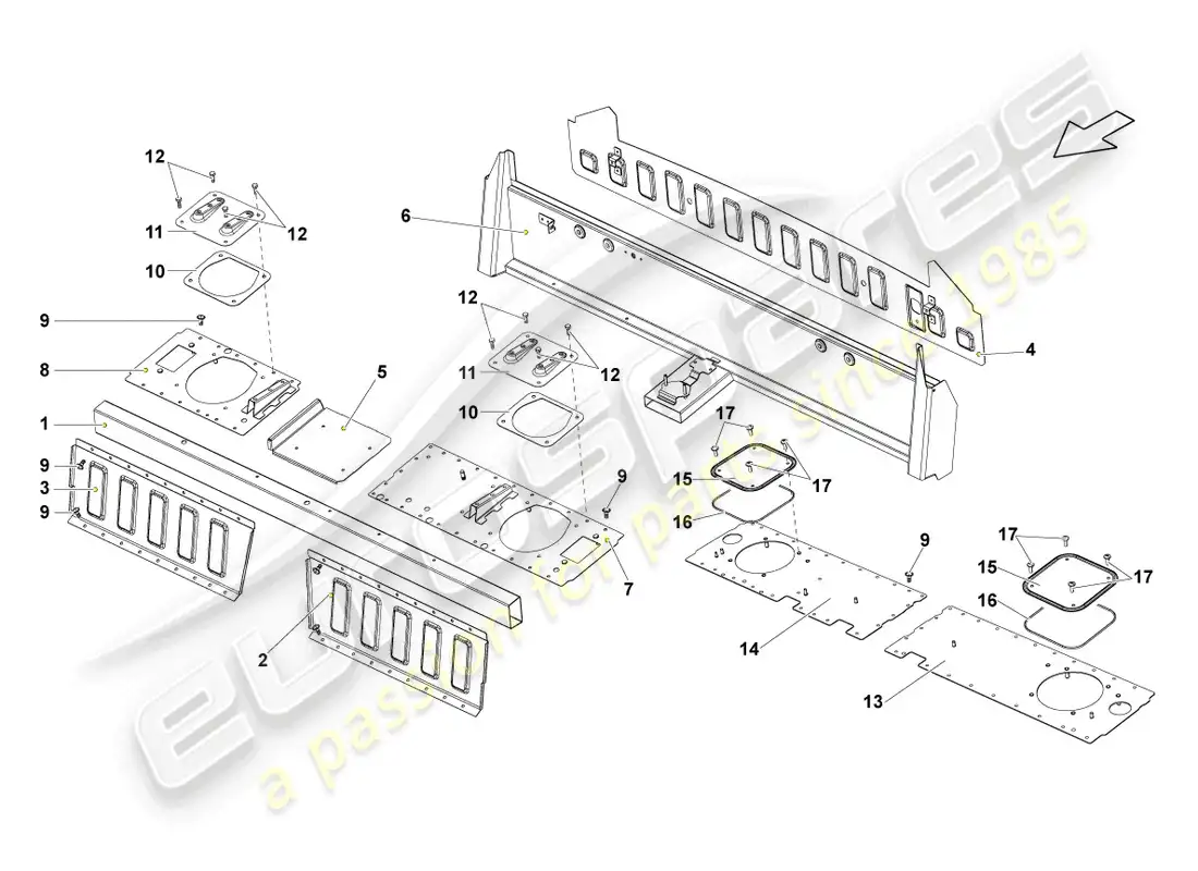 lamborghini lp570-4 sl (2011) panel trasero diagrama de piezas