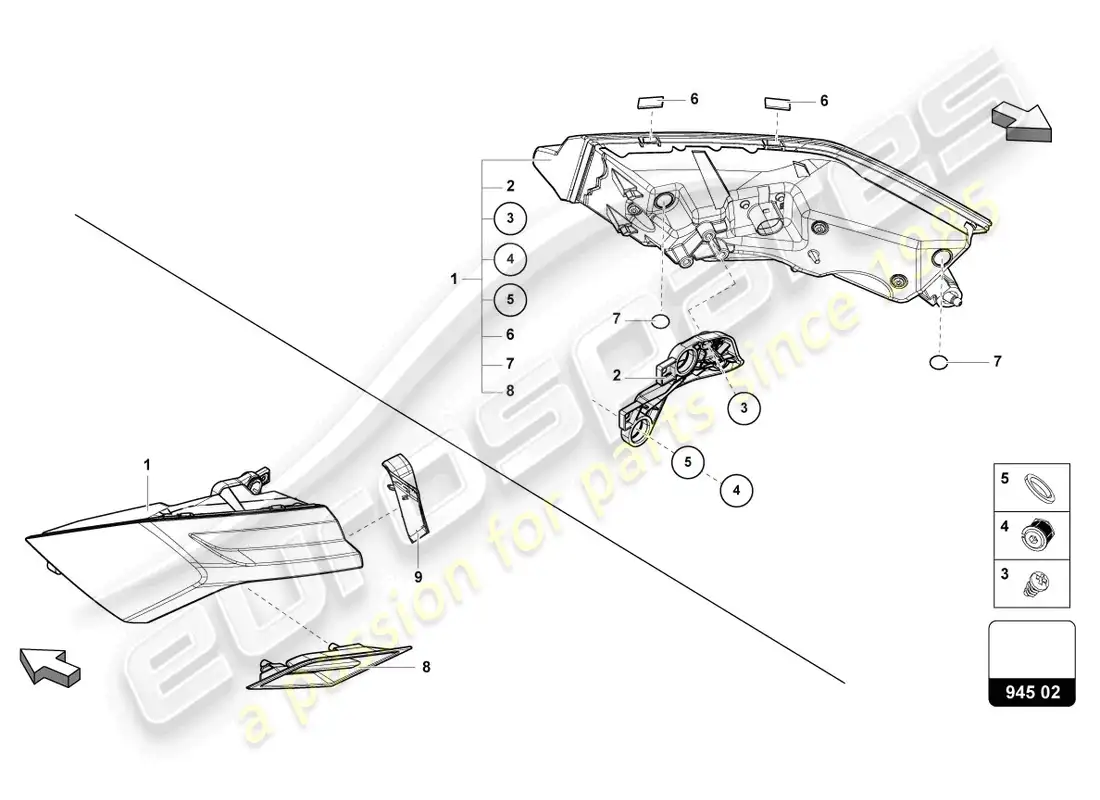 lamborghini urus (2022) luz trasera diagrama de piezas