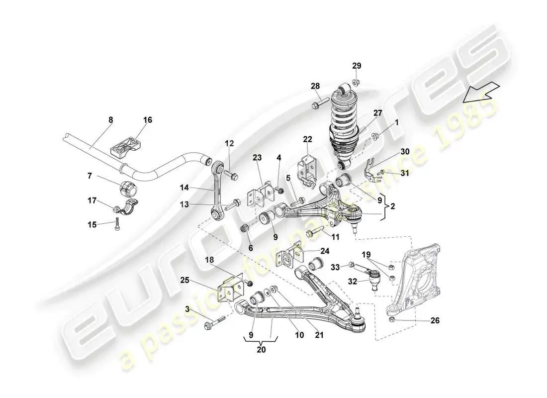 lamborghini lp550-2 spyder (2013) eje frontal diagrama de piezas