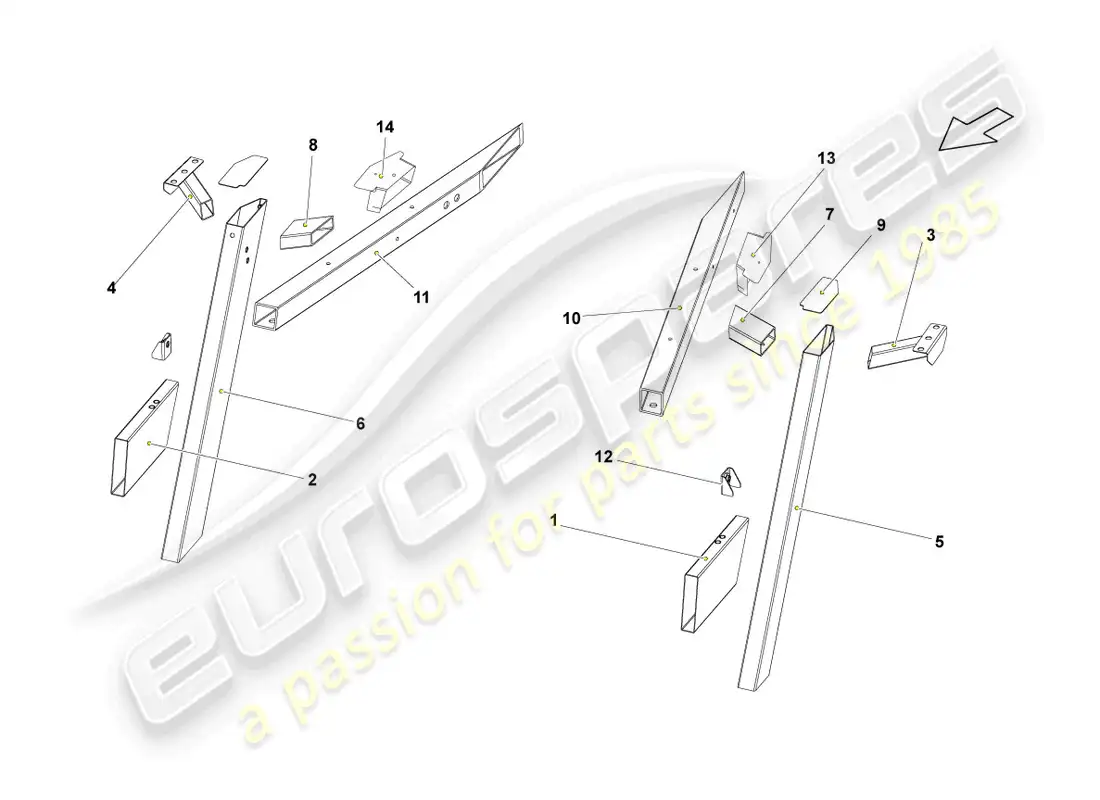 lamborghini lp570-4 sl (2011) lateral parte trasera diagrama de piezas