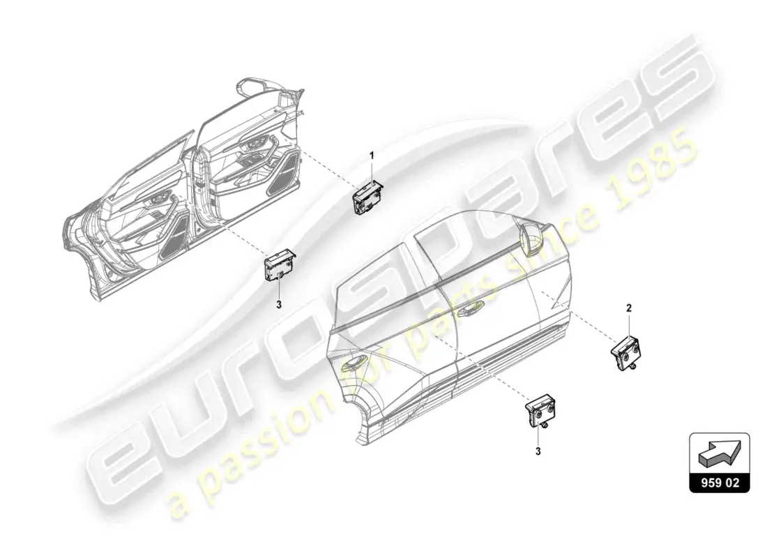 lamborghini urus (2022) unidad de control de puerta diagrama de piezas