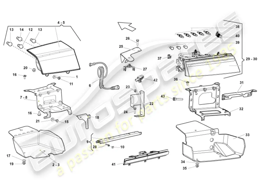 lamborghini lp550-2 spyder (2010) luz de la cola diagrama de piezas