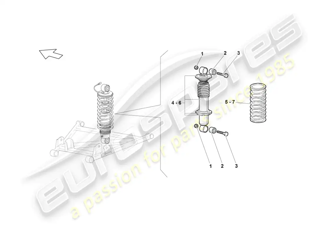 lamborghini lp640 coupe (2008) amortiguadores trasero diagrama de piezas