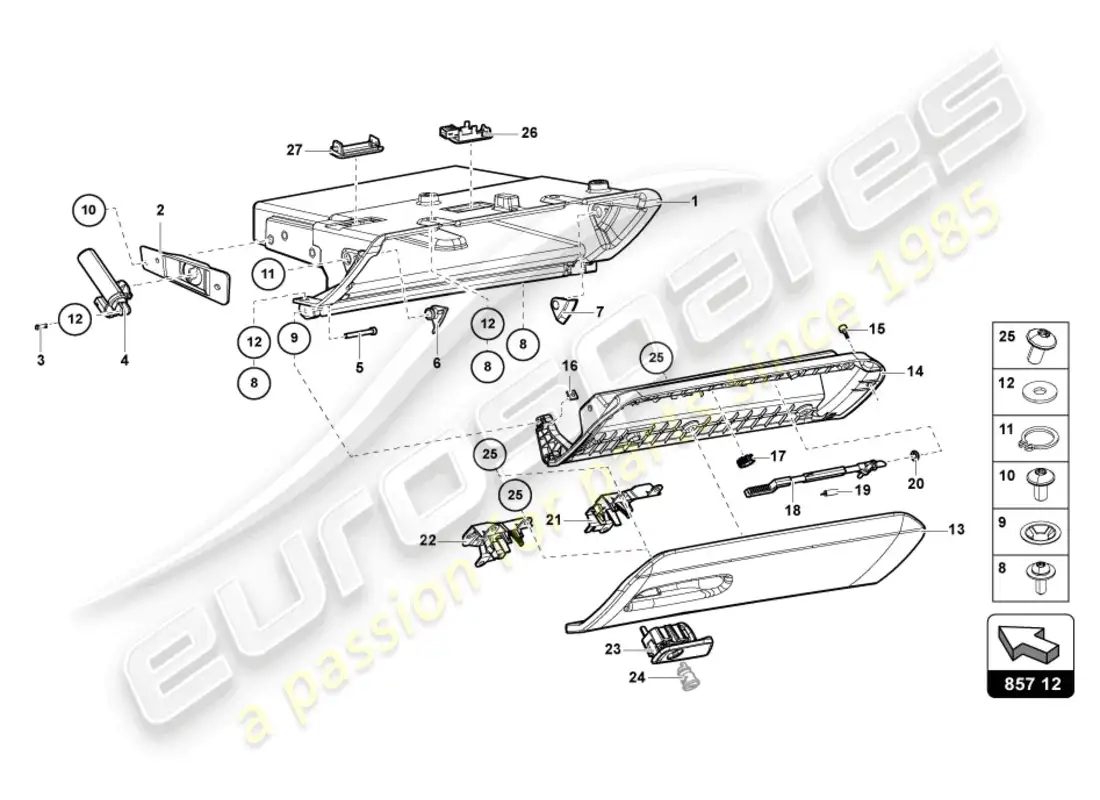 lamborghini ultimae (2022) guantera diagrama de piezas