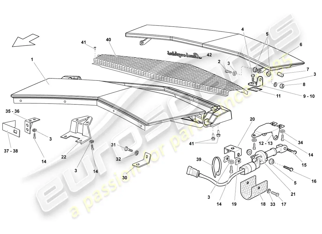 lamborghini reventon tapa para cubierta de motor diagrama de piezas