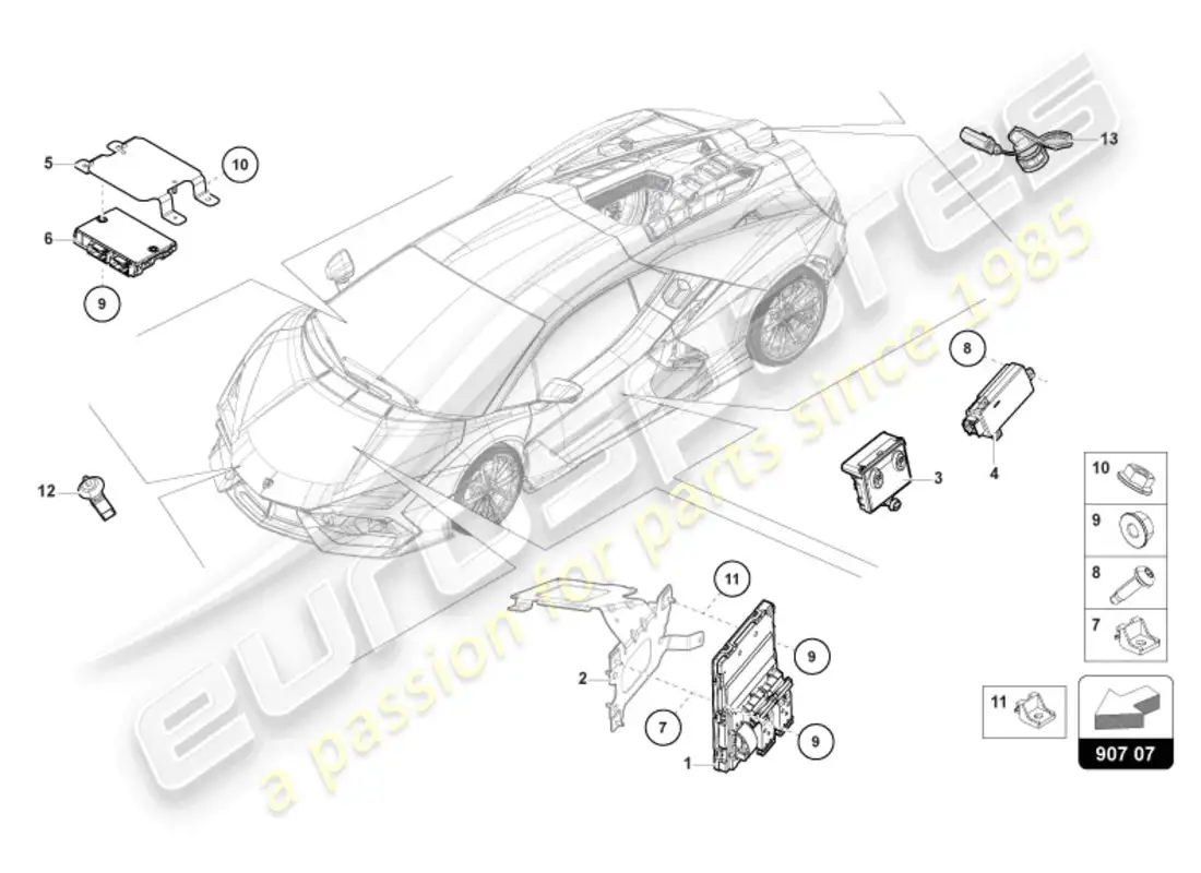 lamborghini revuelto coupe (2024) unidad de control de alimentación a bordo diagrama de piezas