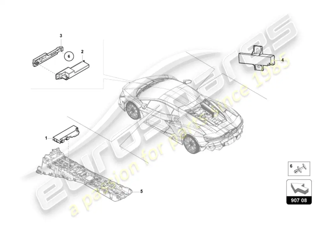lamborghini revuelto coupe (2024) 'entrada sin llave (kessy)' diagrama de piezas
