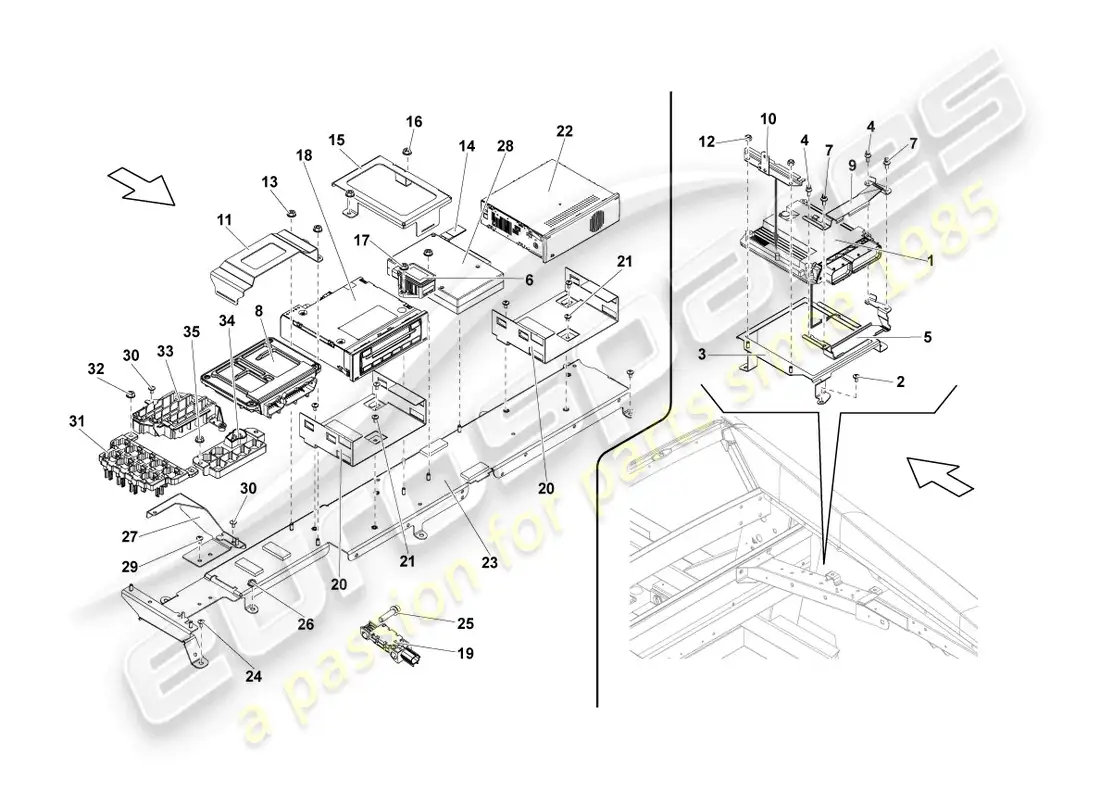 lamborghini blancpain sts (2012) unidades de control diagrama de piezas