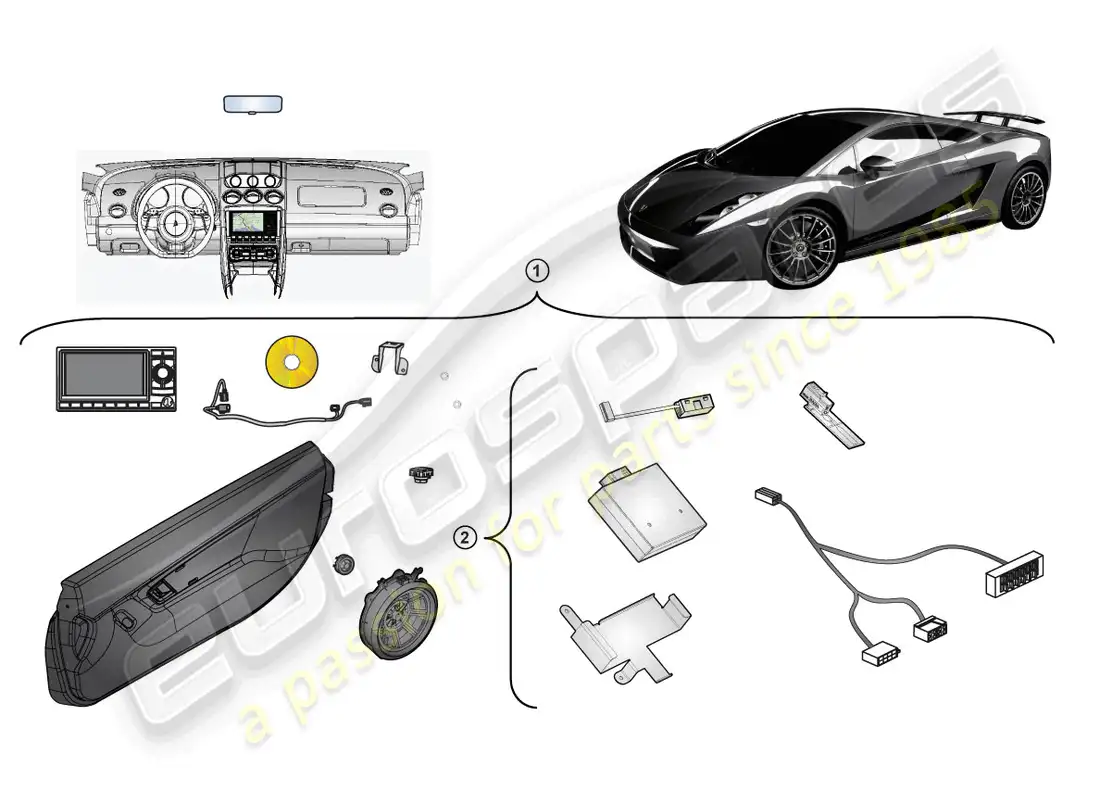 lamborghini gallardo coupe (accessories) kit de actualización diagrama de piezas