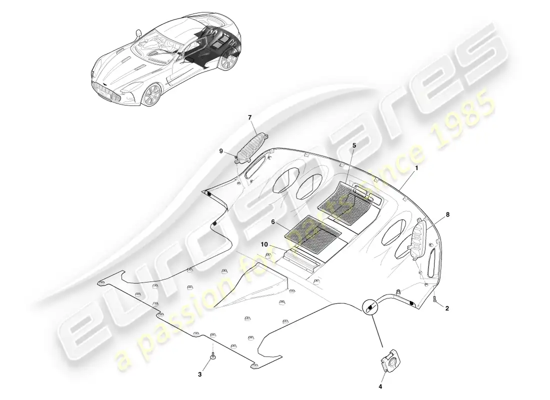 aston martin one-77 (2011) difusor trasero diagrama de piezas