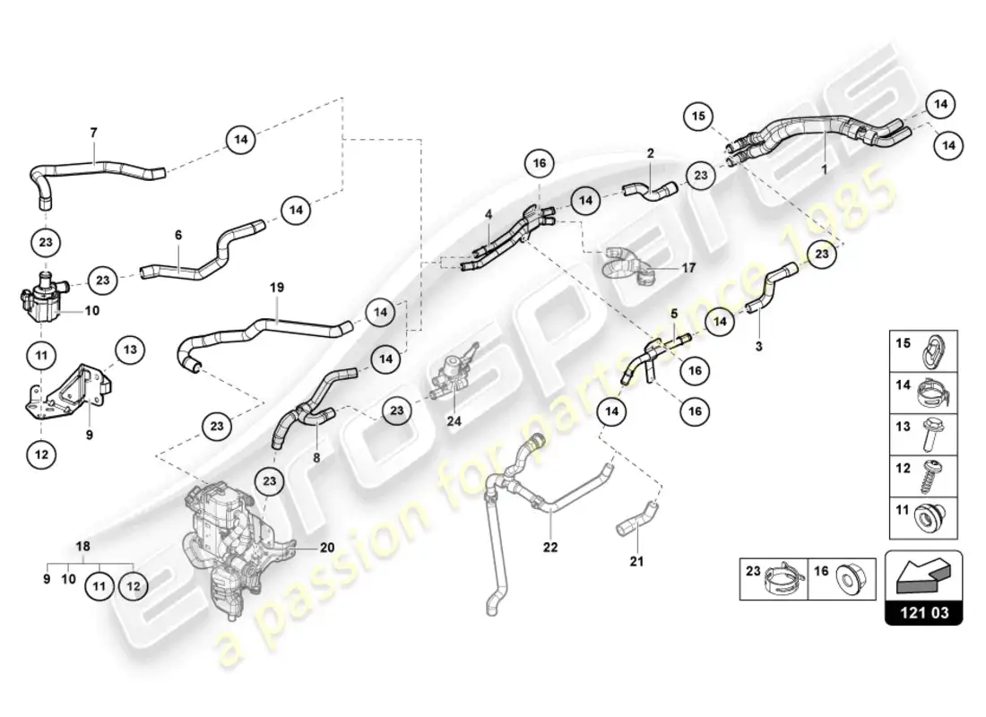 lamborghini urus s (2023) coolant pipe diagrama de piezas