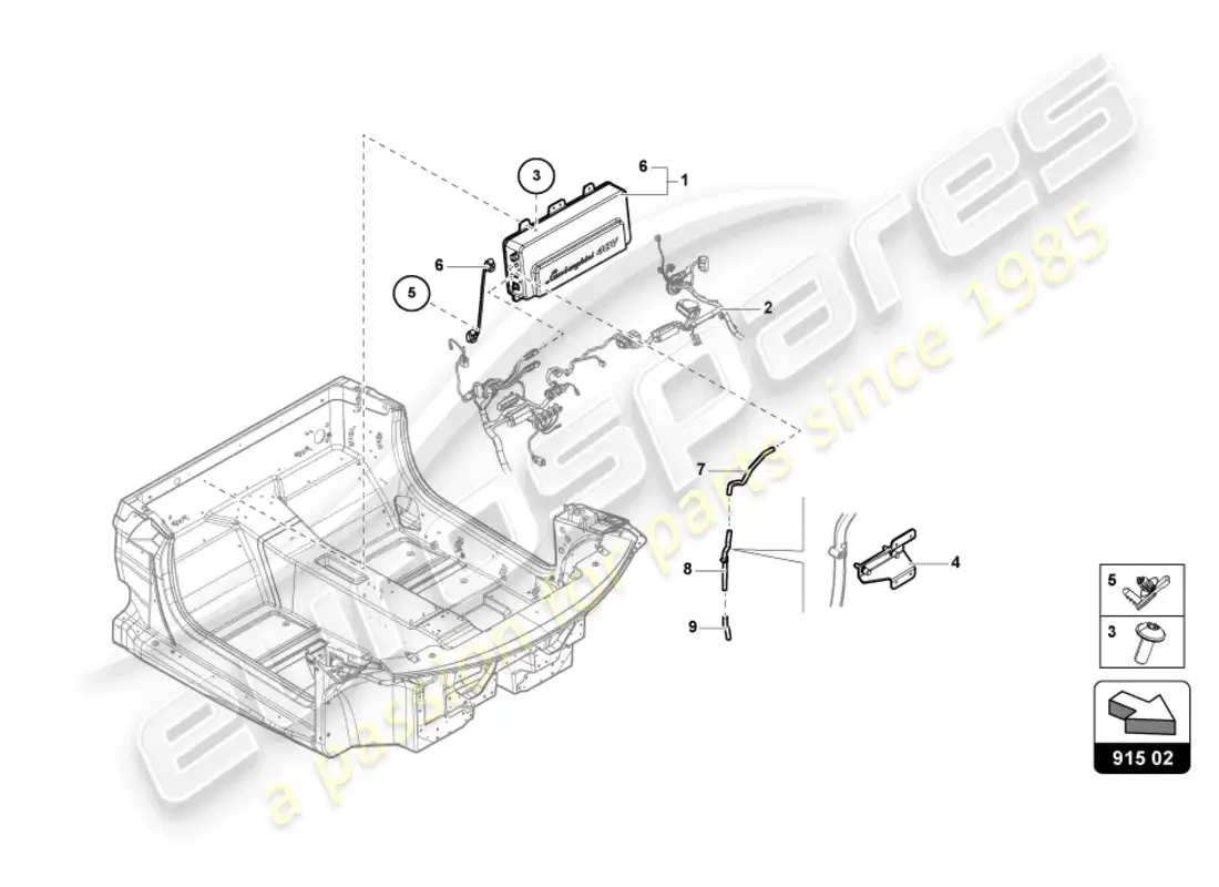 lamborghini countach lpi 800-4 (2022) batería auxiliar diagrama de piezas