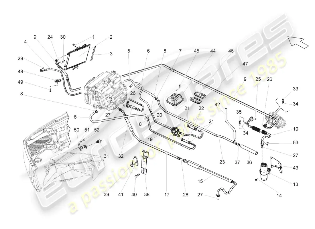lamborghini gallardo spyder (2008) condensador de a/c diagrama de piezas