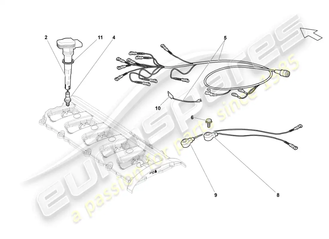 lamborghini gallardo spyder (2007) bujía diagrama de piezas