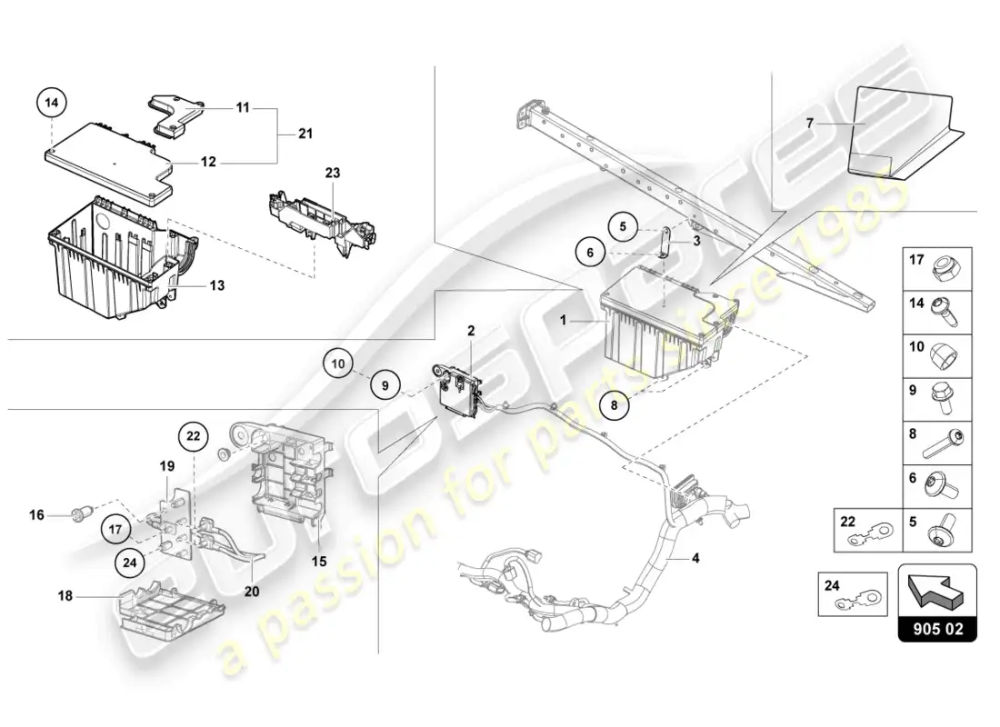 lamborghini countach lpi 800-4 (2022) electricidad central diagrama de piezas