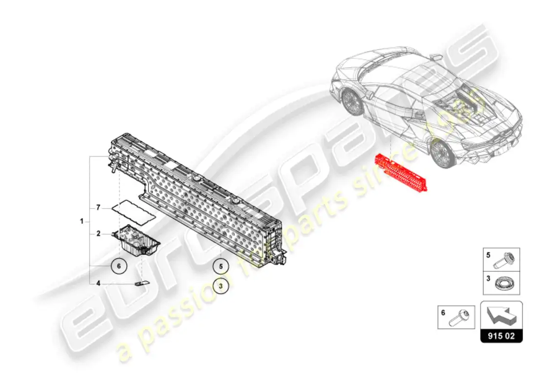 lamborghini revuelto coupe (2024) batería de alto voltaje diagrama de piezas