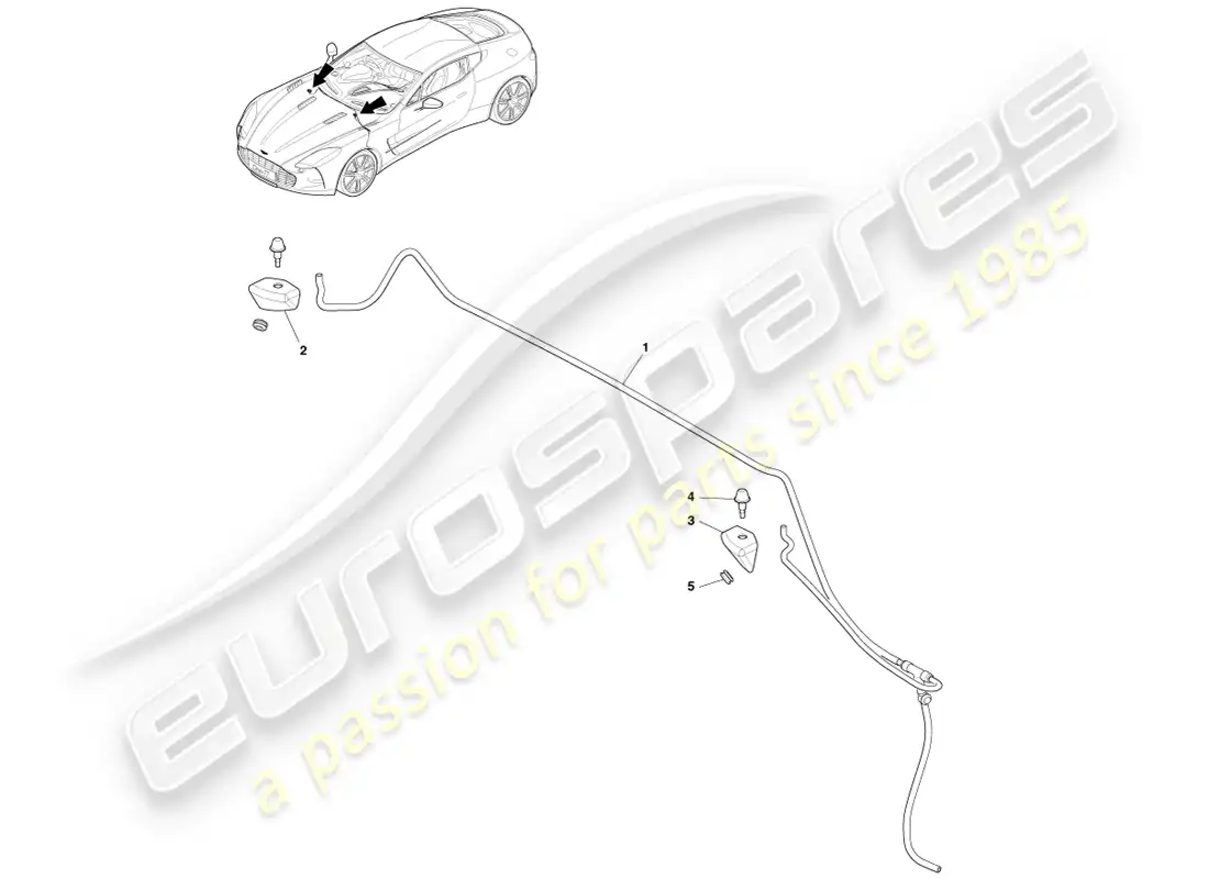 aston martin one-77 (2011) lavado de parabrisas diagrama de piezas