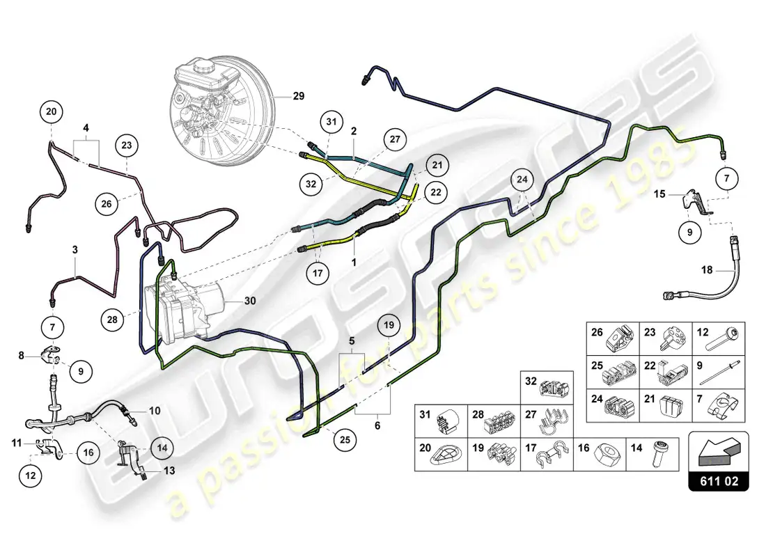 lamborghini urus (2020) tubo de freno diagrama de piezas