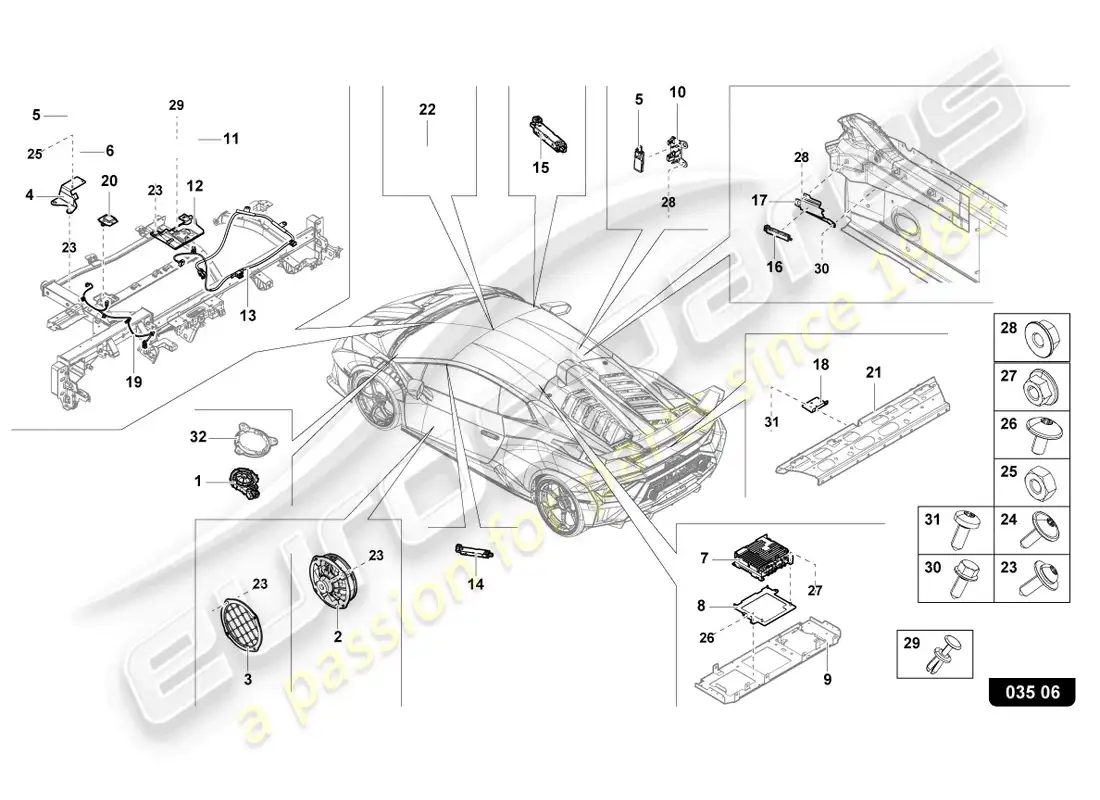 lamborghini sto (2022) aéreo diagrama de piezas