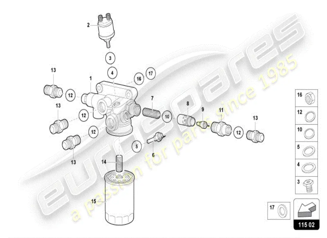 lamborghini diablo vt (1997) filtro de aceite diagrama de piezas