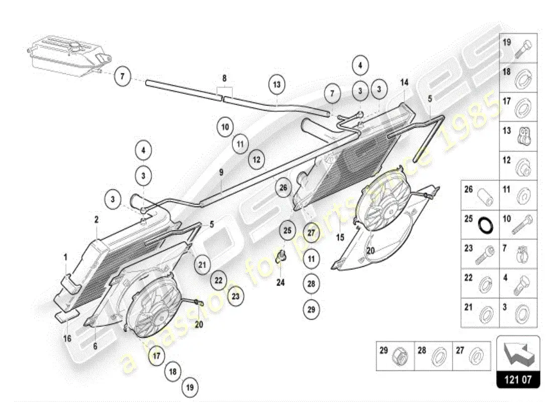 lamborghini diablo vt (1997) enfriador para refrigerante diagrama de piezas