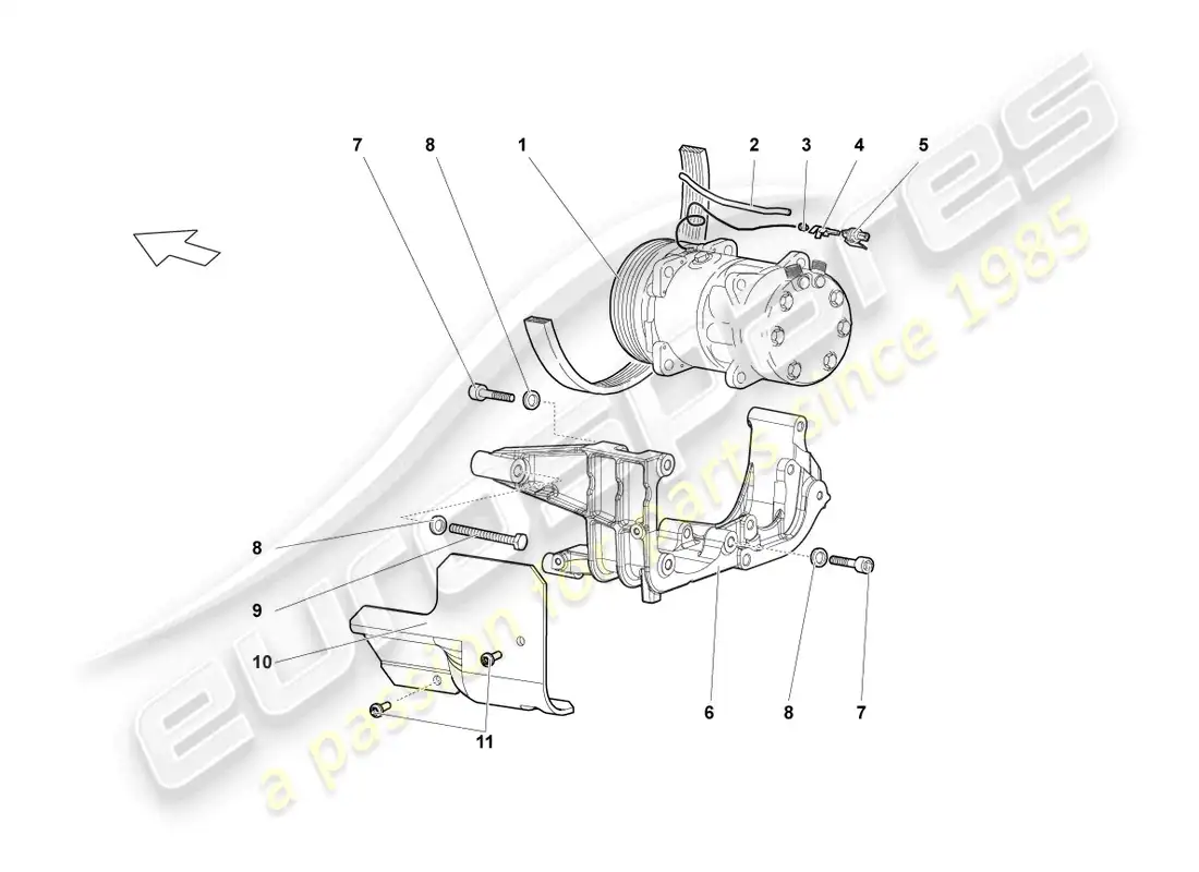 lamborghini lp640 roadster (2010) compresor de a/c diagrama de piezas