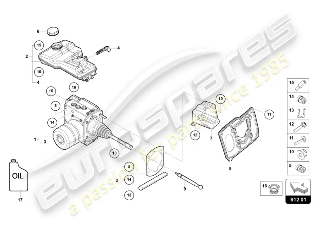 lamborghini revuelto coupe (2024) servo freno (electromecánico) diagrama de piezas