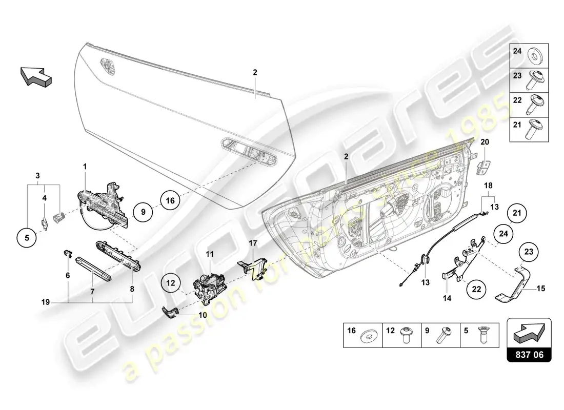 lamborghini sto (2022) manija de puerta interior diagrama de piezas