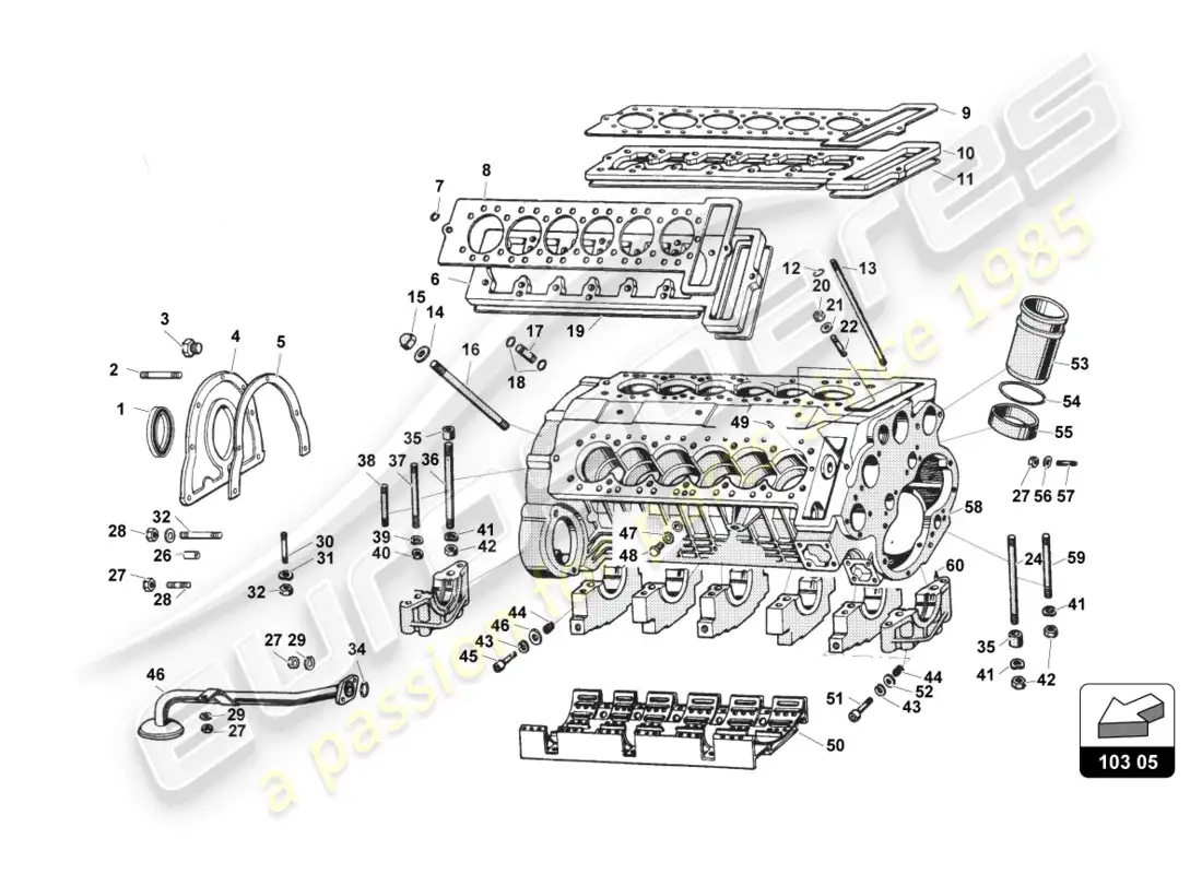 lamborghini countach 25th anniversary (1989) crankcase diagrama de piezas