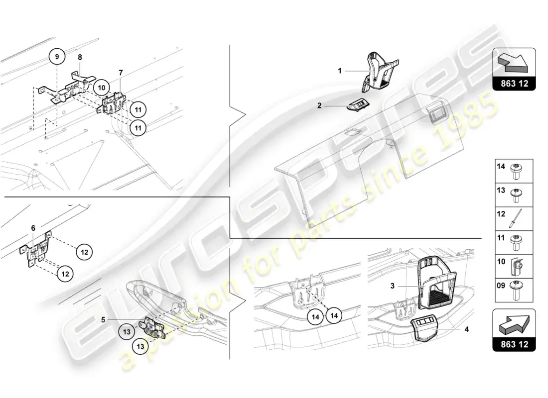 lamborghini ultimae (2022) cupholder diagrama de piezas