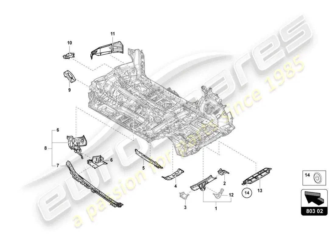 lamborghini urus s (2023) bajos diagrama de piezas