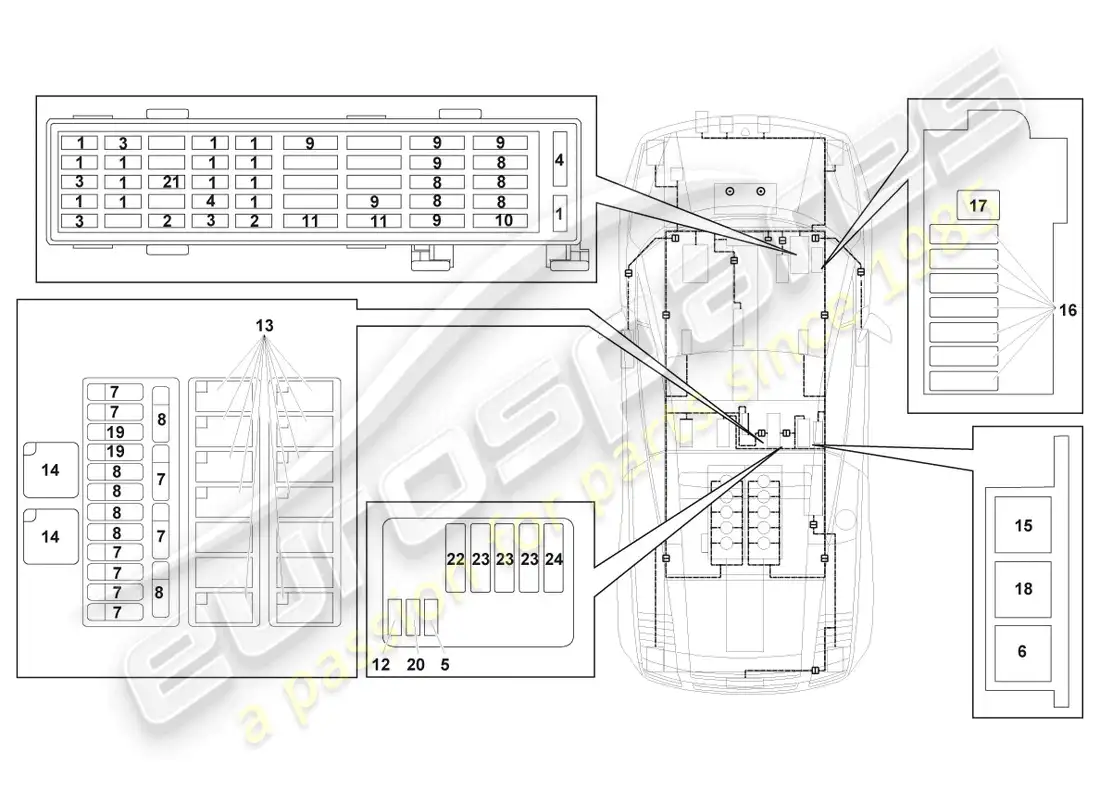 lamborghini gallardo spyder (2006) electricidad central diagrama de piezas