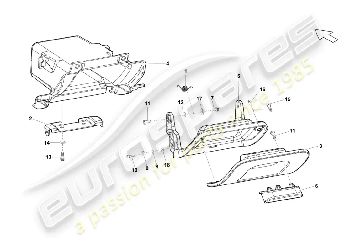 lamborghini gallardo coupe (2006) compartimento de almacenaje diagrama de piezas