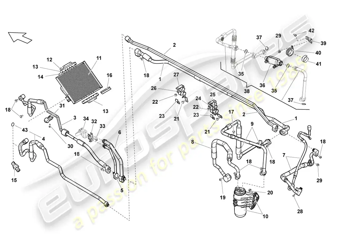lamborghini lp560-4 spider (2011) condensador de a/c diagrama de piezas