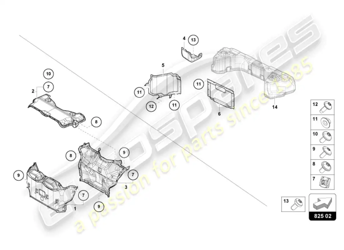 lamborghini revuelto coupe (2024) escudo térmico diagrama de piezas