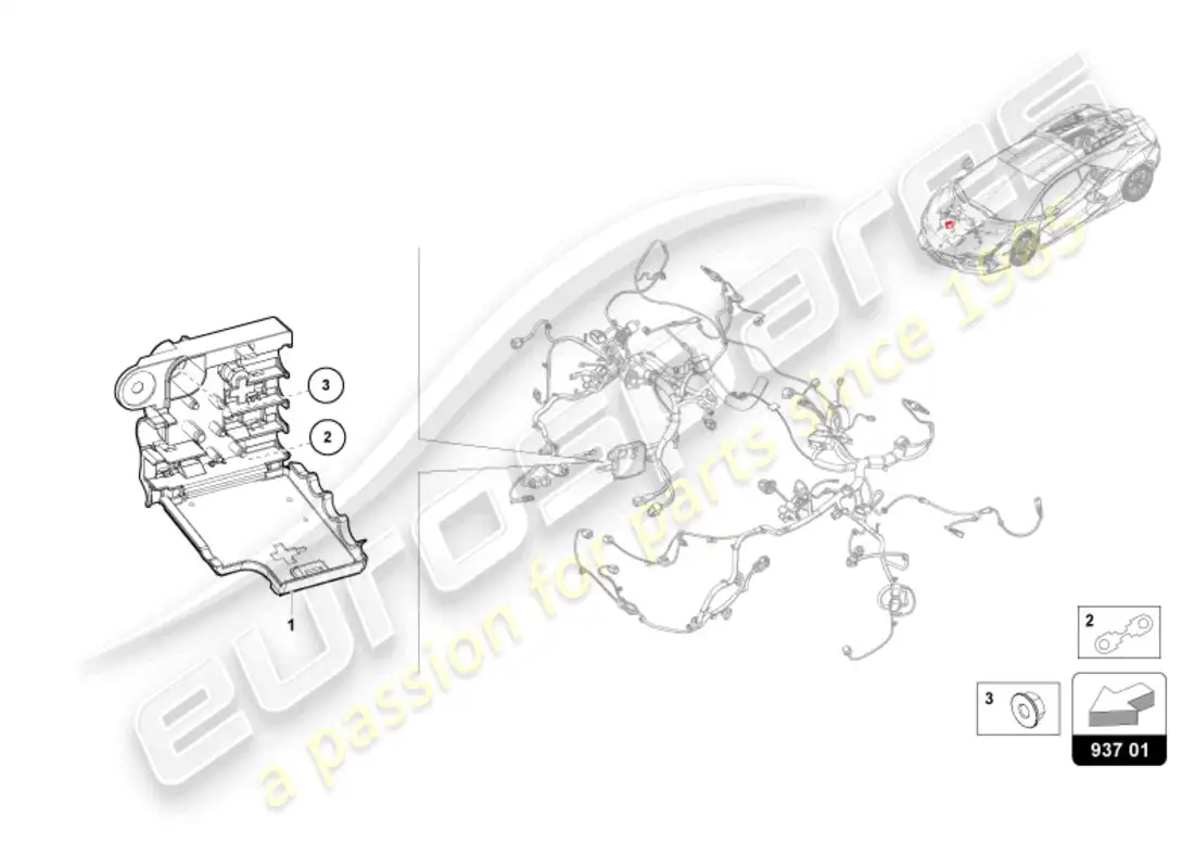 lamborghini revuelto coupe (2024) electricidad central diagrama de piezas