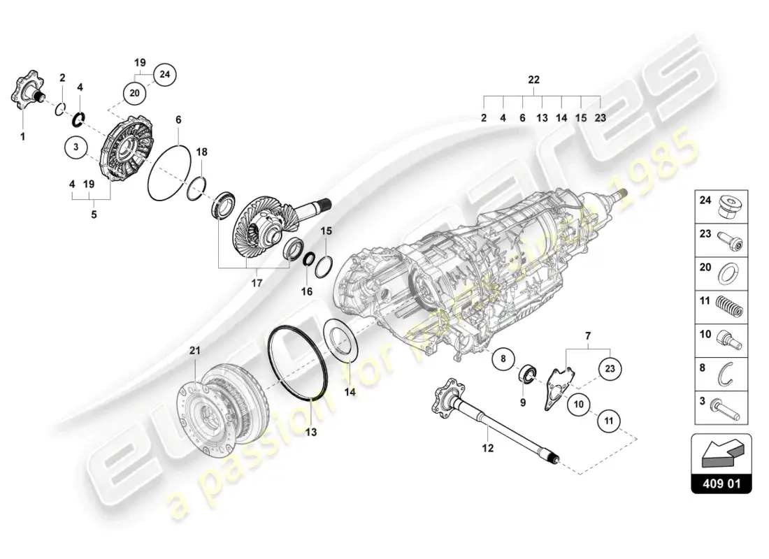 lamborghini urus s (2023) diferencial diagrama de piezas