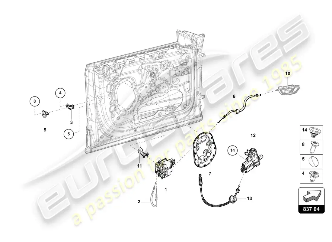 lamborghini urus (2021) cerradura de puerta delantera diagrama de piezas